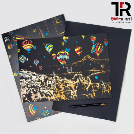 Cappadocia Hot Air Balloon – A3 Scratch Art Hue Board