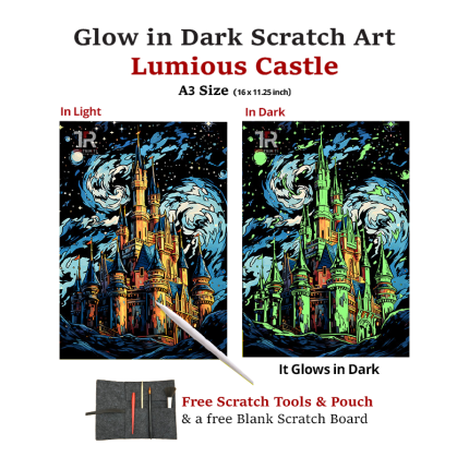 Lumious Castle Glow in dark Scratch Art Hue Board